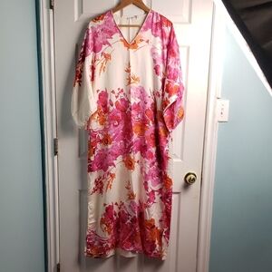 Natori | Floral Colorful Mumu Style Dress -  Small - Creams and pinks